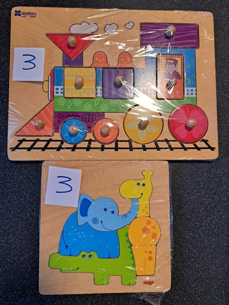 Houten puzzels dieren en trein, Ophalen of Verzenden, Zo goed als nieuw