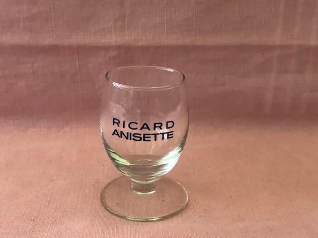 Petit ballon Ricard en verre bleu texte RICARD ANISETTE, Enlèvement ou Envoi, Comme neuf, Ustensile
