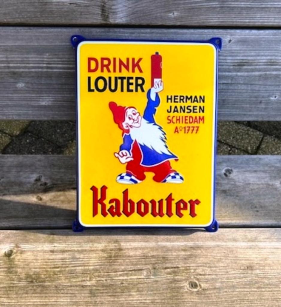 Louter Kabouter Emaille bord met oor . Herman Jansen replica, Verzenden, Zo goed als nieuw, Reclamebord