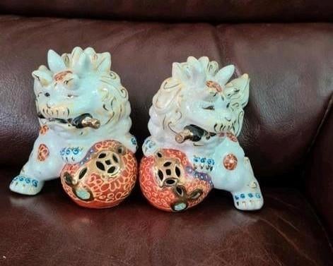 Foo dogs, en porcelaine, magnifiques, Enlèvement ou Envoi, Comme neuf