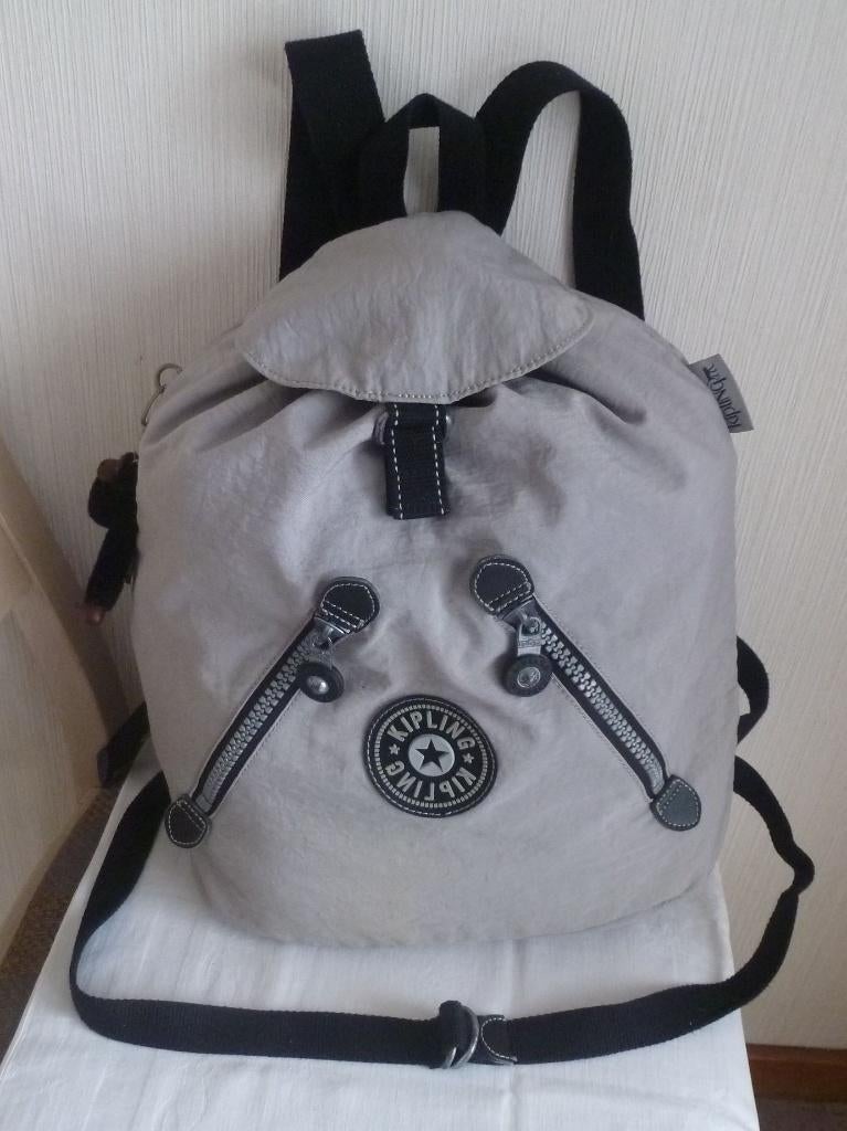 Kipling très grand sac à dos mou gris clair + singe, Kipling, Enlèvement ou Envoi, Étanche, 30 à 45 cm