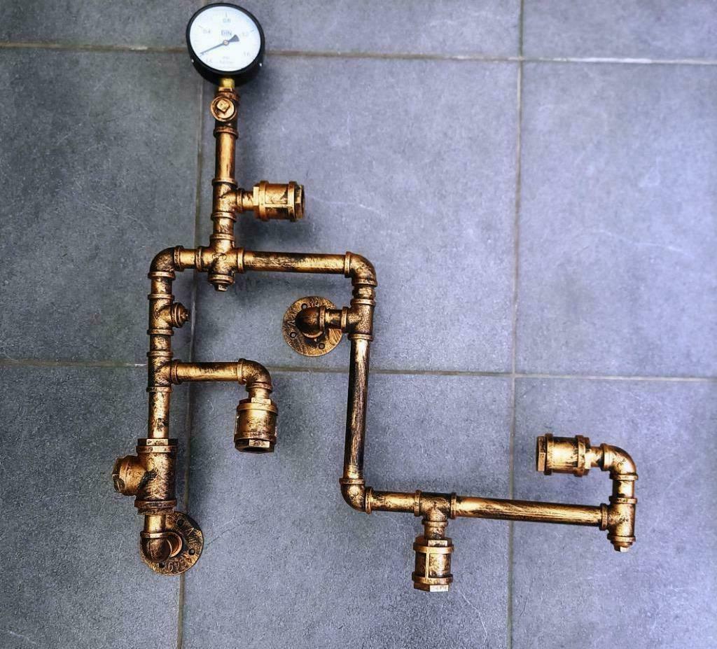 Nieuw! industriele/retro wandlamp van waterleiding, Enlèvement, Neuf, Autres matériaux, Industrieel