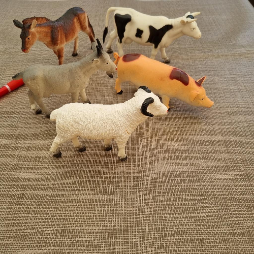 5 kunststof speelgoed diertjes, Ophalen of Verzenden, Gebruikt