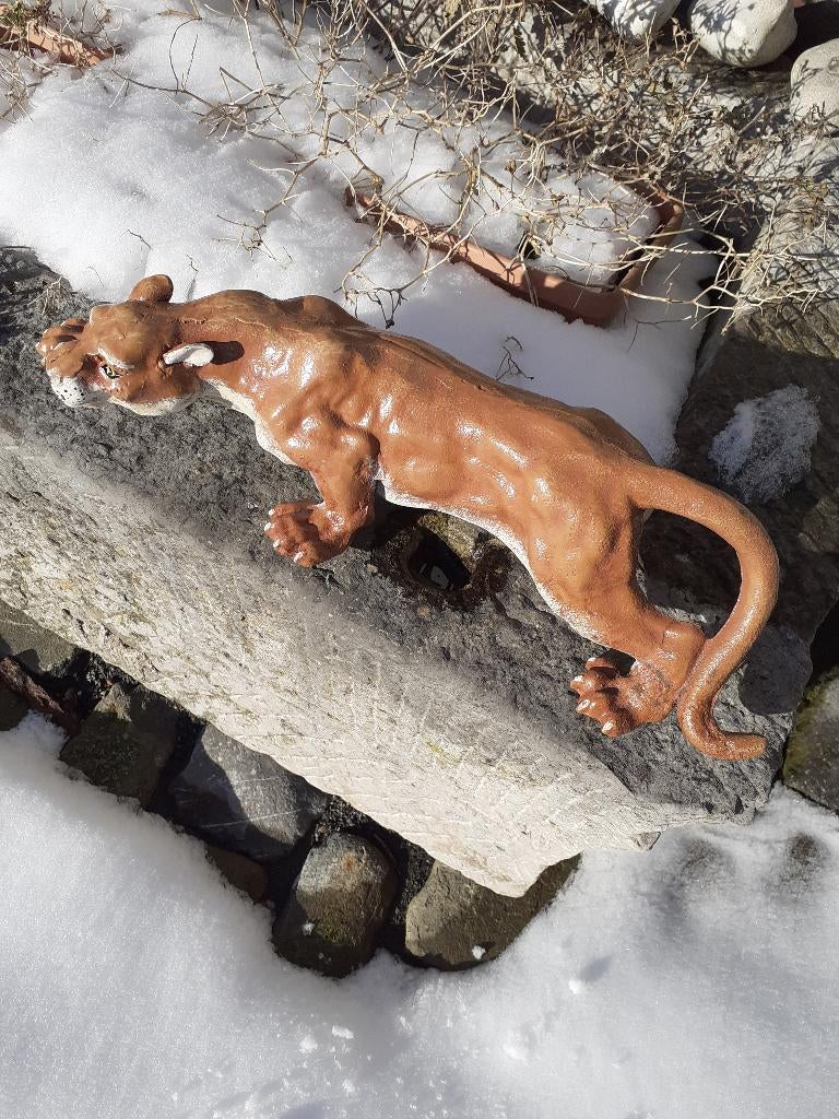 GEPATINEERDE GIETIJZEREN PANTER, Ophalen of Verzenden, Nieuw, Hout, Brocante