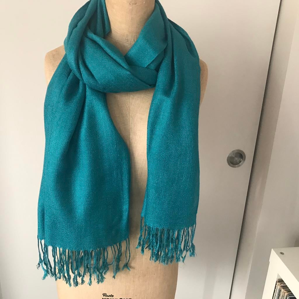 Turquoise pashmina, Enlèvement ou Envoi, Comme neuf, Pashmina