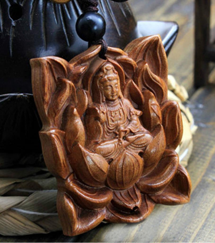 Japan houten Kwan Yin geluksbrenger/amulet/hanger 19de Eeuw, Antiek en Kunst, Verzenden
