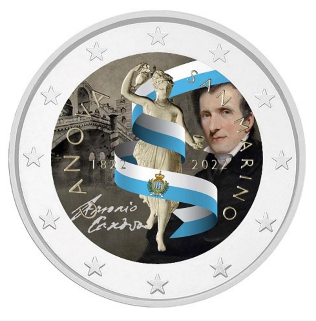 2 euro San Marino 2022 Canova gekleurd, Ophalen of Verzenden, San Marino, 2 euro