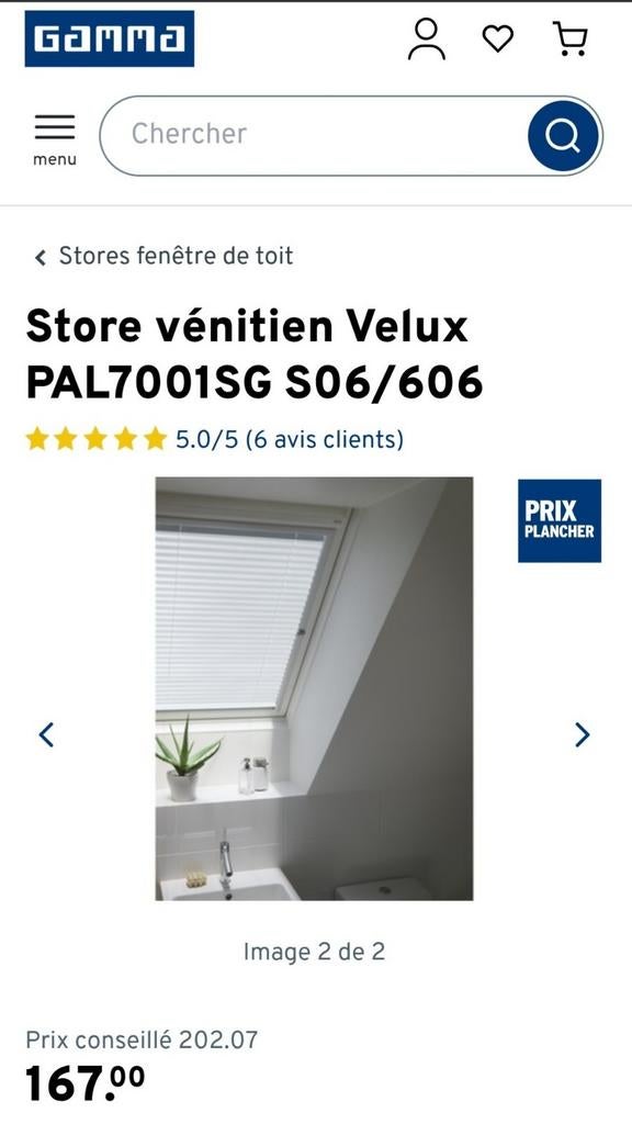 Store aluminium vénitien Velux s06/606 gris manuel, Ophalen, Zo goed als nieuw, Grijs