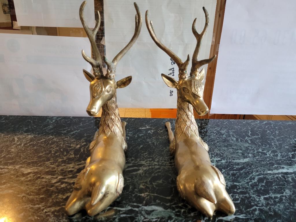 1 paar herten van verguld brons, Antiek en Kunst, Ophalen of Verzenden, Brons