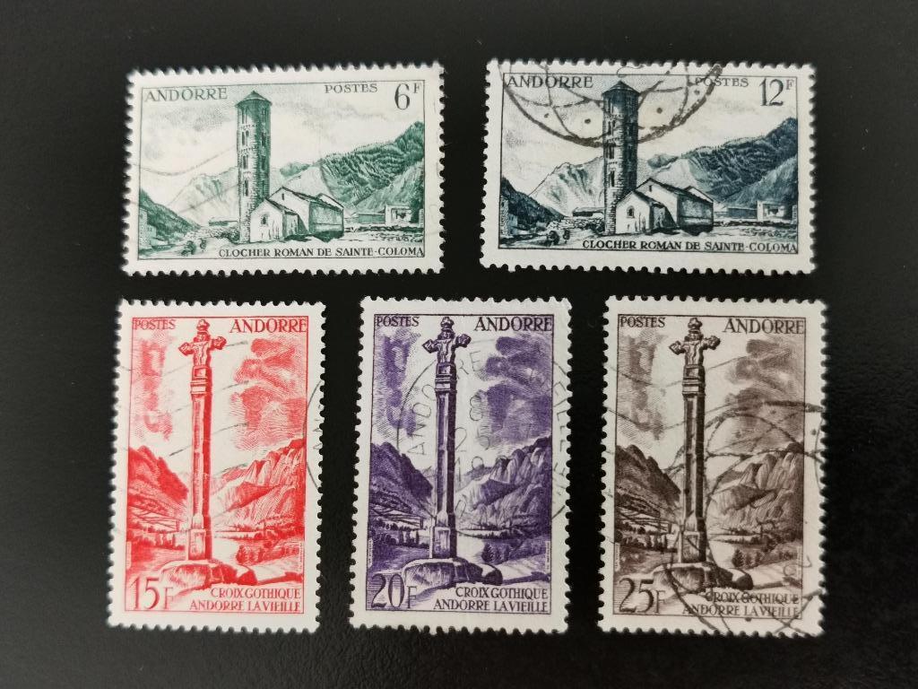 Frans Andorra 1955 / 58 - landschappen, Ophalen of Verzenden, Gestempeld