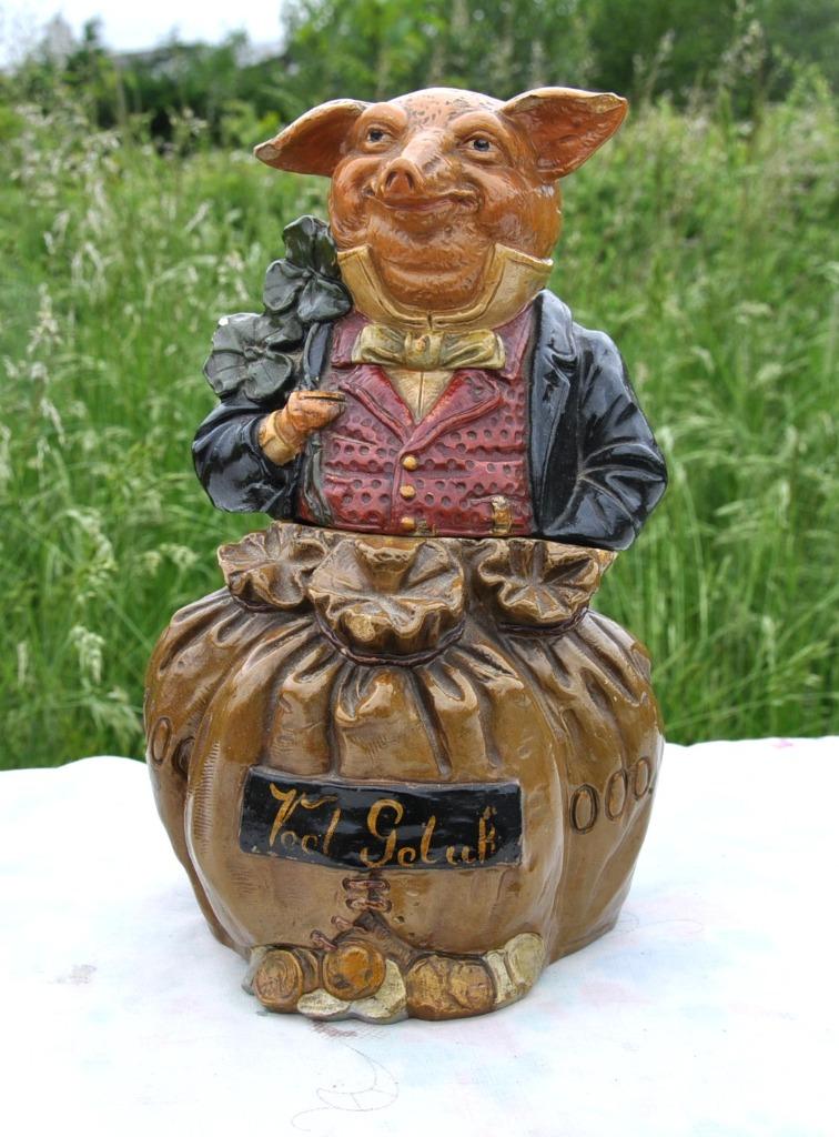 ancien pot cochon barbotine veel geluk, Antiquités & Art, Enlèvement ou Envoi