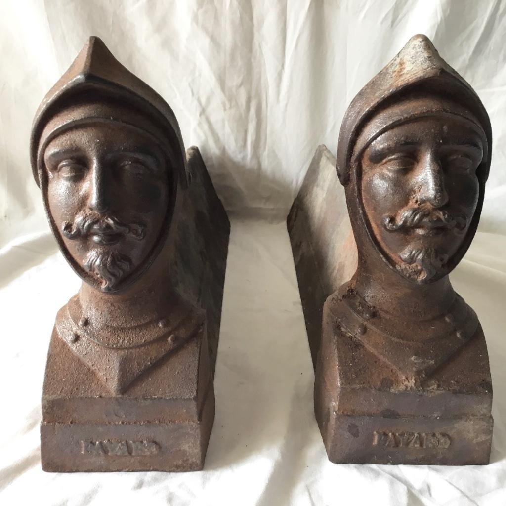 Paire Chenet fonte chevalier bayard, Ophalen of Verzenden