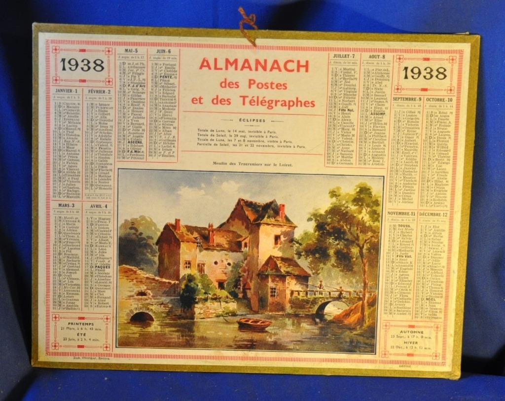 calendrier almanach des  PTT de 1938, Collections, Collections Autre, Utilisé, Enlèvement ou Envoi