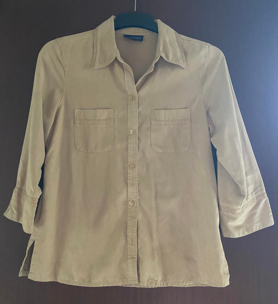 Beige damesblouse - daimlook - 3/4 mouwen, Maat 38/40 (M), Your sixth sense, Beige, Nieuw