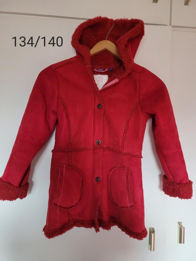 Lange warme meisjes daim jas maat 134/140 mexx, Ophalen of Verzenden, Zo goed als nieuw, Jas