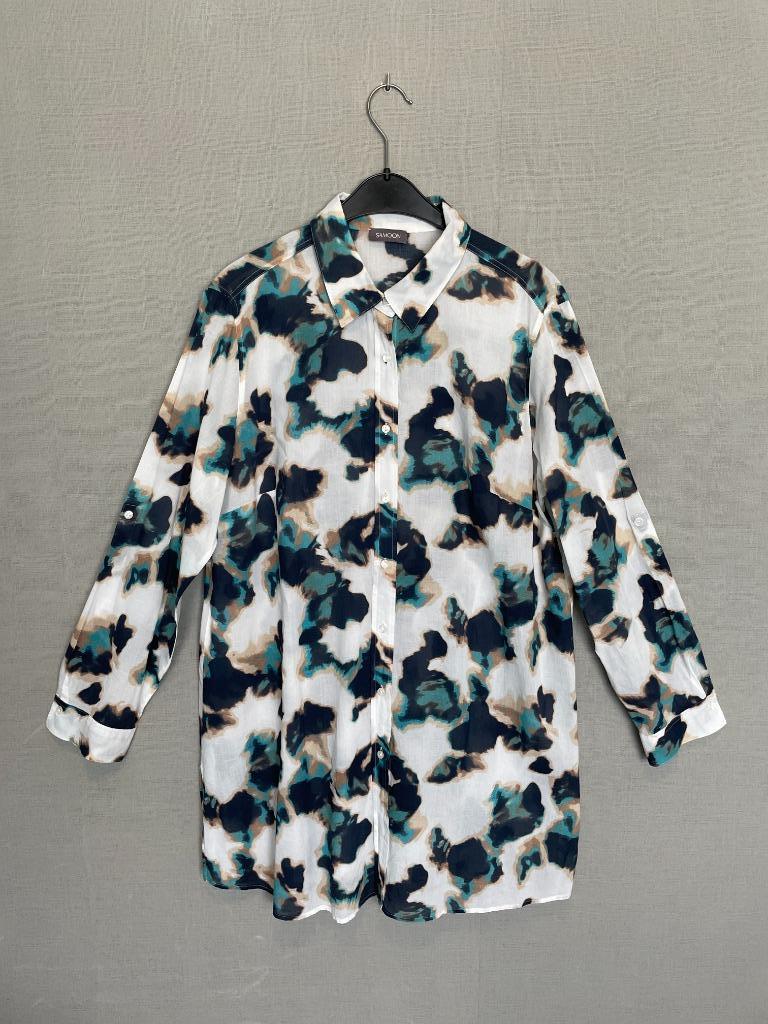 Blouse met leuk patroon en oprolbare mouwen van Samoon (42), Kleding | Dames, Blouses en Tunieken, Zo goed als nieuw, Maat 42/44 (L)
