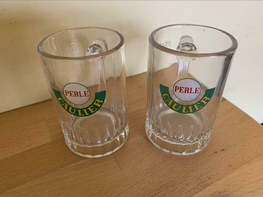 2 bierglazen Perle Gaultier, Ophalen, Zo goed als nieuw, Bierglas