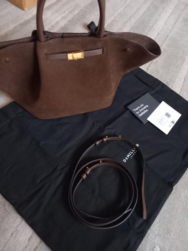 Demellier New York Midi mocha suede tas nieuw, Ophalen of Verzenden, Nieuw, Bruin, Handtas