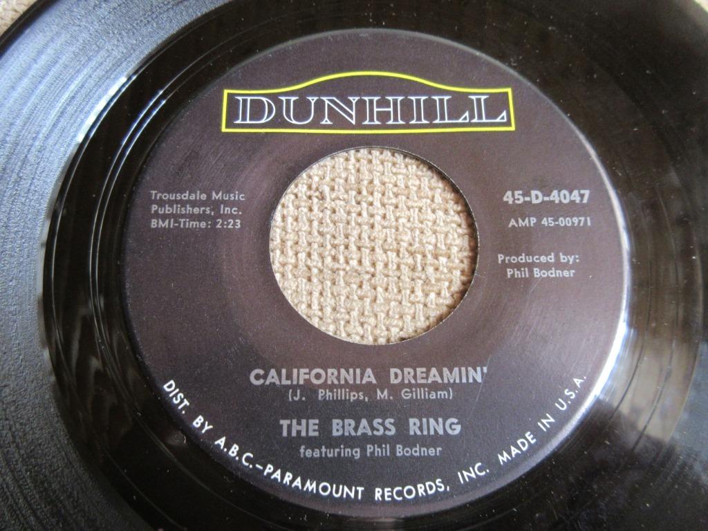 The Brass Ring - California Dreamin' / Samba De Orfeo   M-, Enlèvement ou Envoi, Single, Comme neuf, 7 pouces