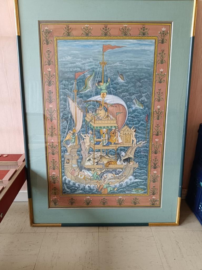 Indiase miniatuur Mughal-school, Ophalen, Oorspronkelijke maker, Zo goed als nieuw, Schilderij