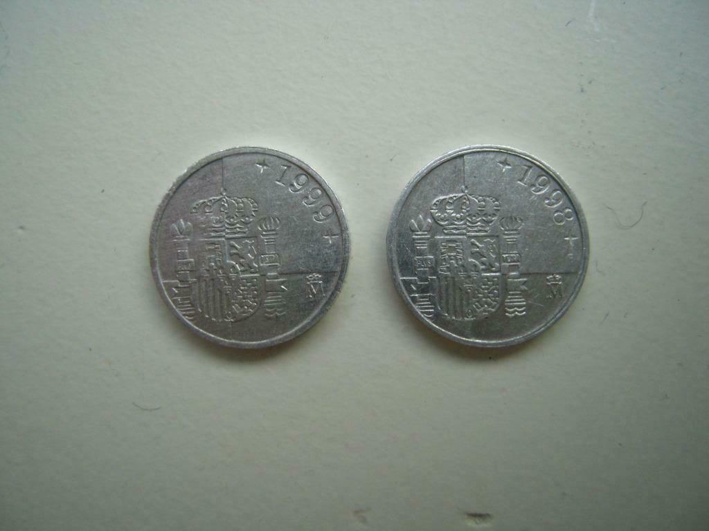 Monnaies, monnaie, Espagne 1 Pesetas 2 pcs, Enlèvement ou Envoi, Autres pays, Monnaie en vrac