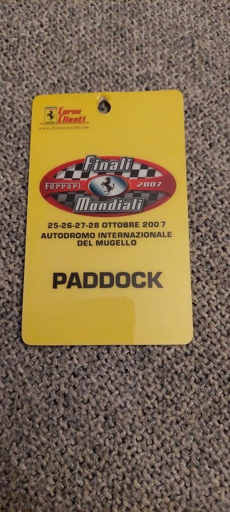 Billet d'entrée au Paddock Finali Mondiali Ferrari 2007, Enlèvement ou Envoi, Comme neuf, ForTwo