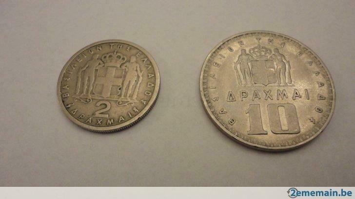 2 drachmen (1959) en 10 drachmen (1959) Griekenland 1959, Ophalen of Verzenden, Griekenland