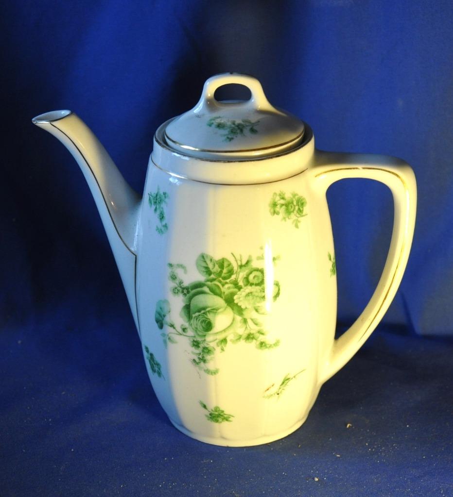 cafetiere en porcelaine kpm fleur rose verte, Ophalen of Verzenden