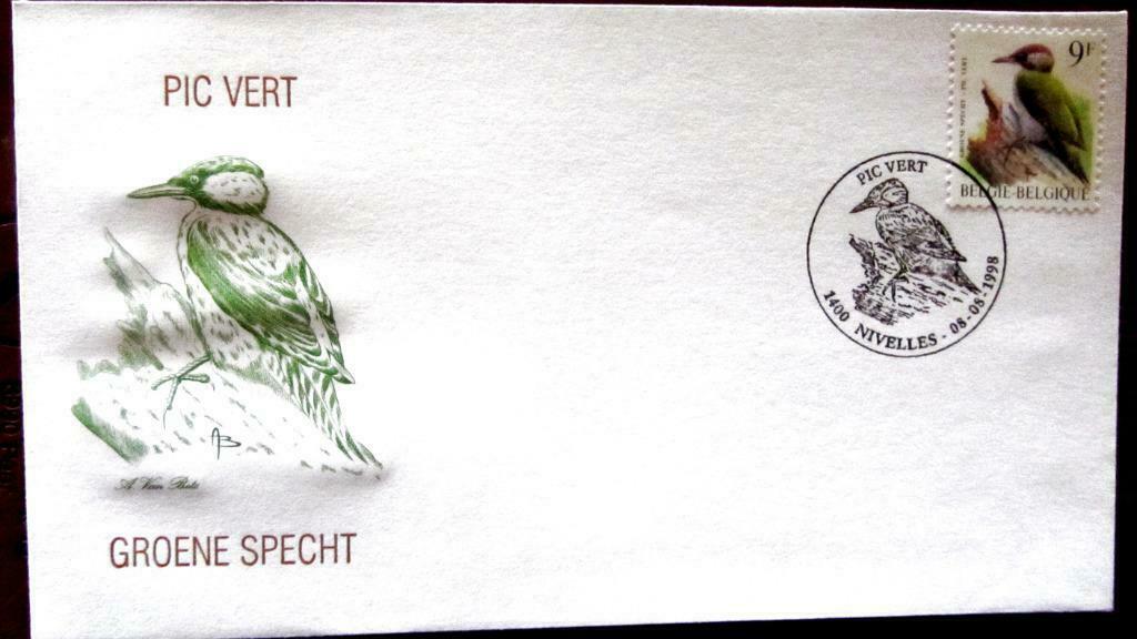 FIRST DAY COVER- VOGELS VAN BUZIN- DE GROENE SPECHT, Ophalen, Gestempeld, Dier of Natuur