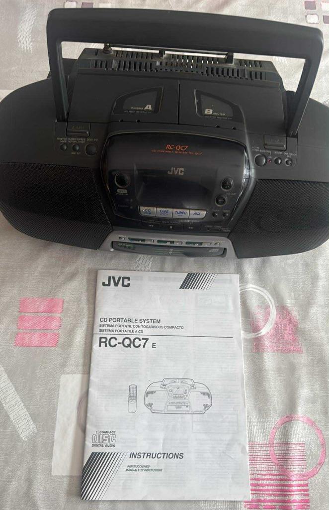 JVC RC-QC7 3x CD Chargeur double cassette AM/FM Radio, Ophalen, Gebruikt, Radio, Met cd-speler