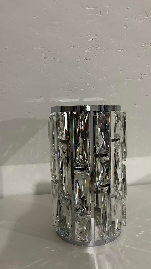 Wandlamp chroom / kristal , 2 stuks, Ophalen, Zo goed als nieuw