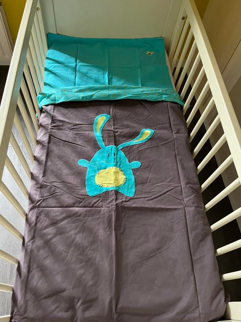 Dekbedovertrek en lakentje voor kinderbedje, Kinderen en Baby's, Bruin, Jongetje of Meisje, Dekbedovertrek, Ophalen of Verzenden