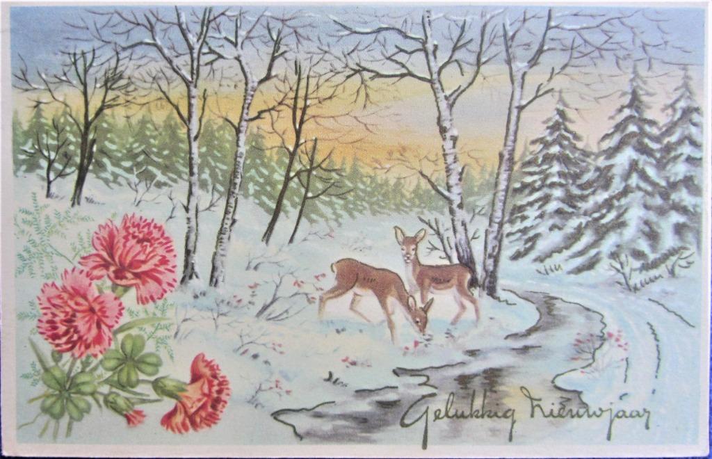 FANTASIEKAARTEN- WINTERLANDSCHAP MET REEEN, Enlèvement ou Envoi, Affranchie, Nature