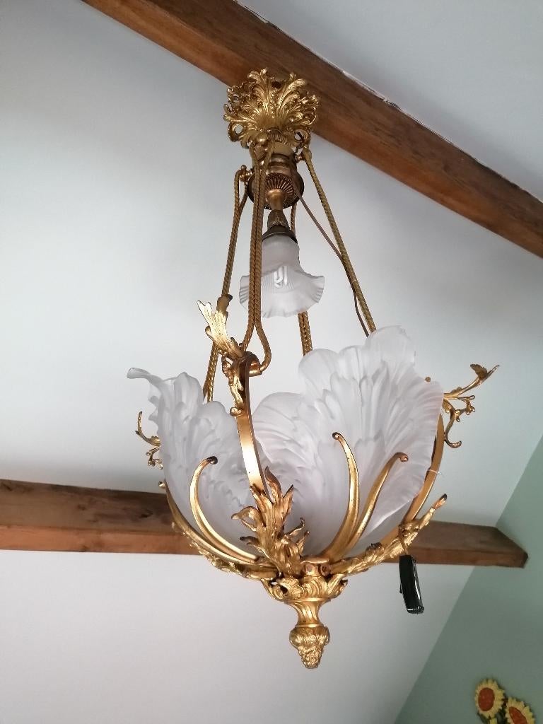 19e eeuwse Franse antiek bronzen D’ore Luster, Ophalen
