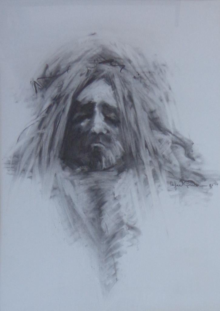 RAFAEL GORSEN / BEBAARDE MAN / ORIGINEEL / 113x87cm / KADER, Antiek en Kunst, Ophalen