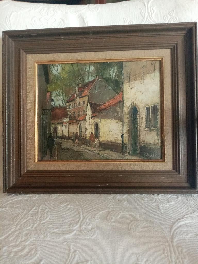 Peinture à l'huile sur toile par Pie Willem 22.50/29cm, Enlèvement ou Envoi