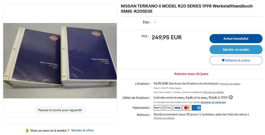 Nissan Terrano R20 : Service Manual, Envoi