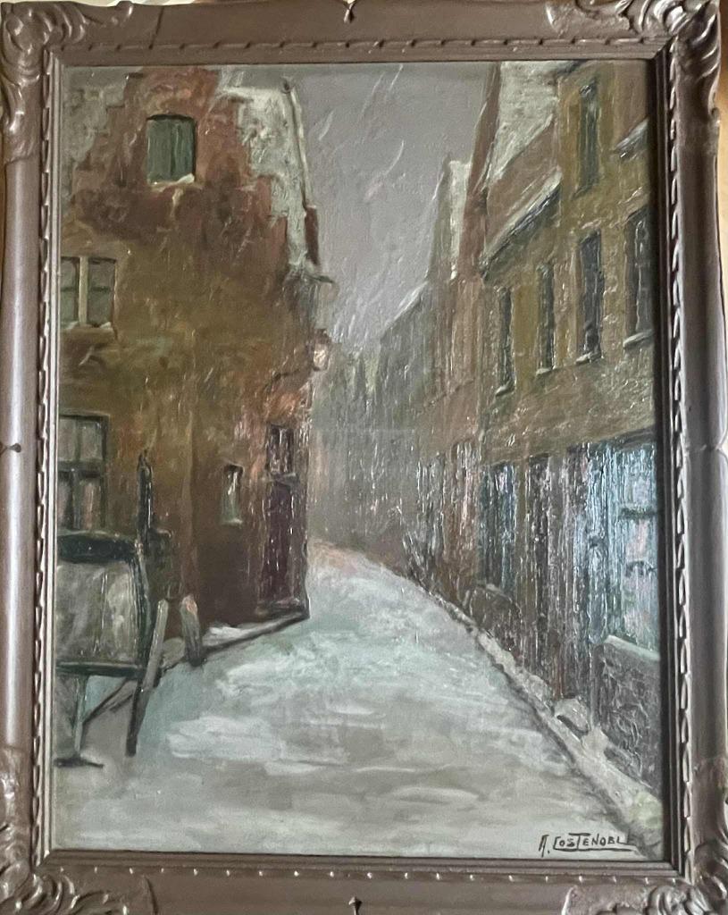 Schilderij straat in Brugge - Auguste Costenoble (1894-1976), Enlèvement