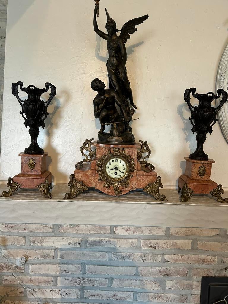 Antieke marmeren pendule 19de eeuw, Antiek en Kunst, Ophalen