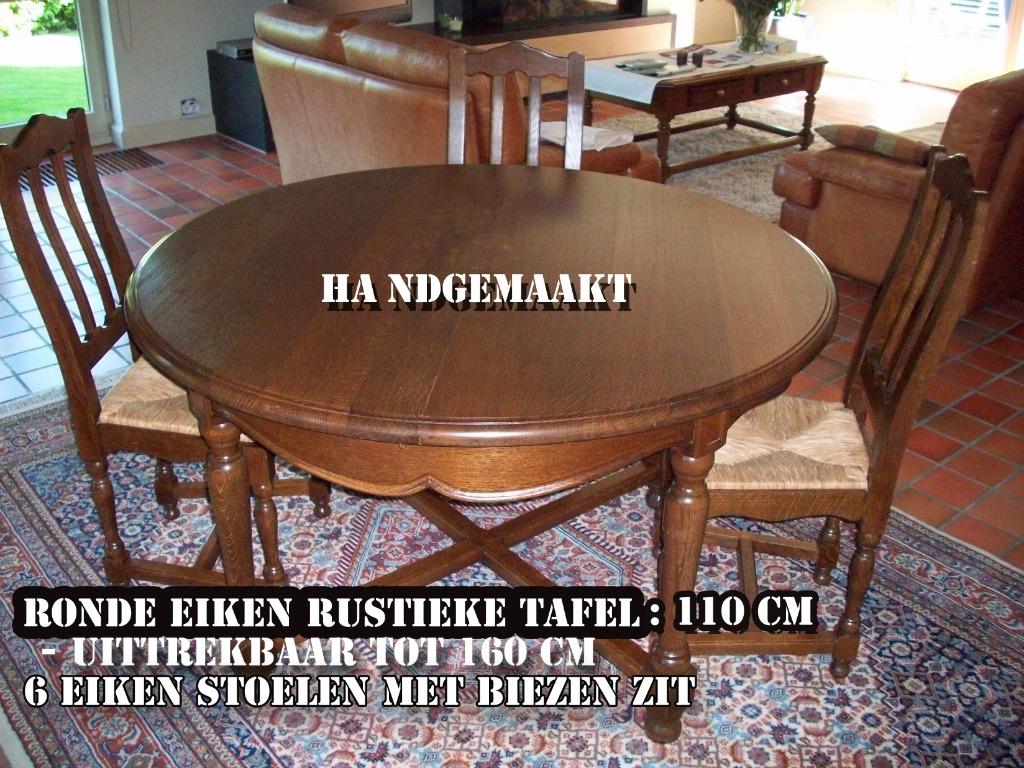 Eiken salontafel ( uittrekbaar) en 6 stoelen, Huis en Inrichting, Ophalen, Gebruikt, 50 tot 75 cm, 100 tot 150 cm