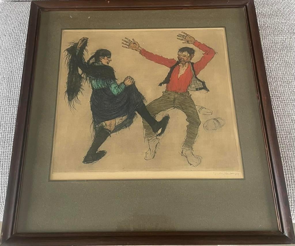 Belle gravure de Jules Fonteyne - danseurs, Enlèvement