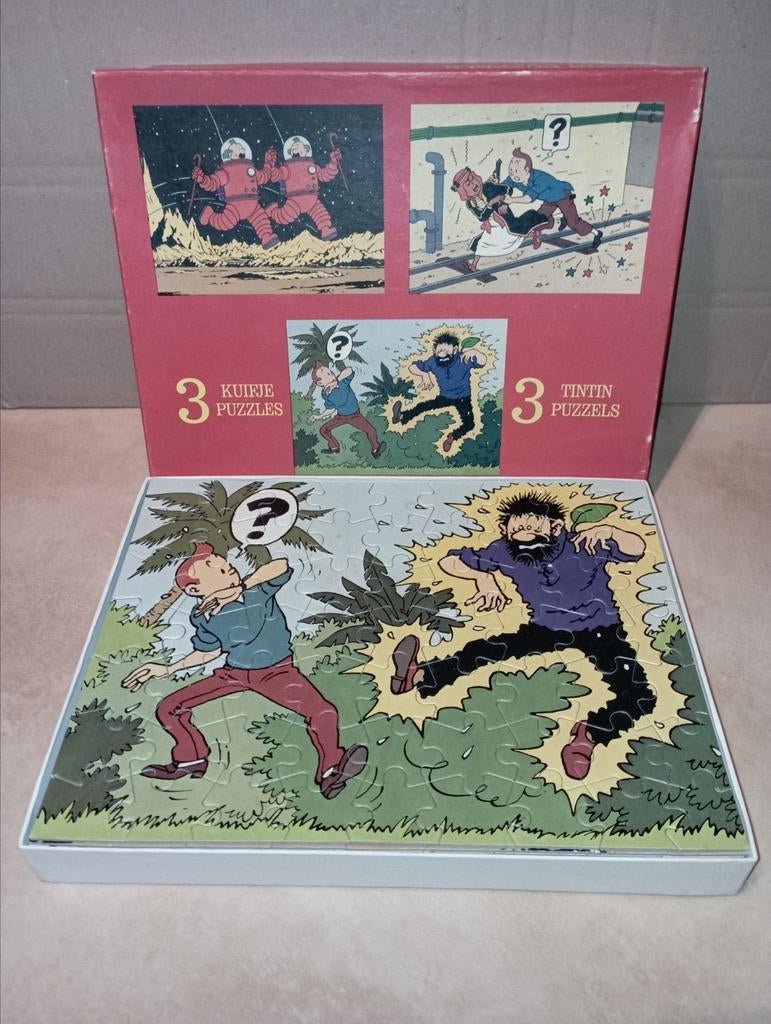 Puzzel Kuifje, set van 3 puzzels (1977), Ophalen of Verzenden, Kuifje, Gebruikt, Overige typen