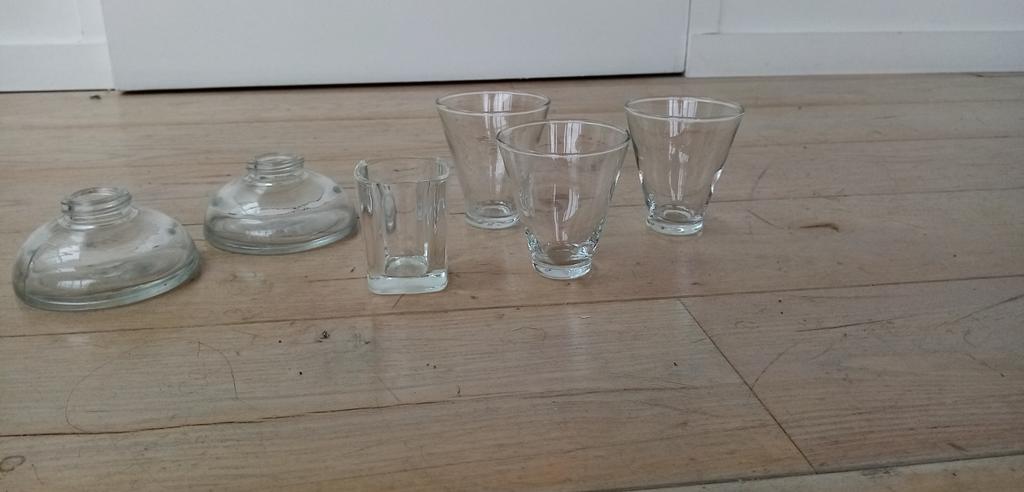 5 bougeoirs en verre pour bougies, Impeccables 5 €, Enlèvement, Autres matériaux, Chandelier, Neuf