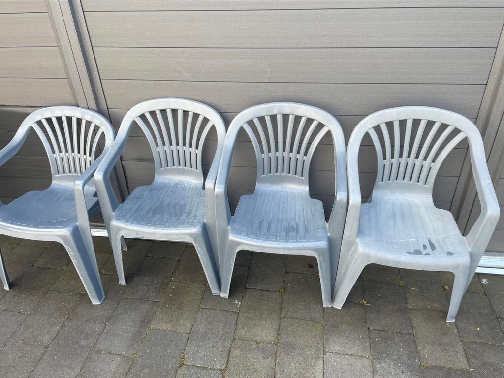 4 tuinstoelen, Tuin en Terras, Ophalen, Gebruikt, Kunststof