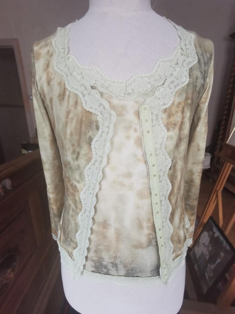 Très joli haut avec pull cardigan assorti, Enlèvement ou Envoi, Comme neuf, Taille 38/40 (M)