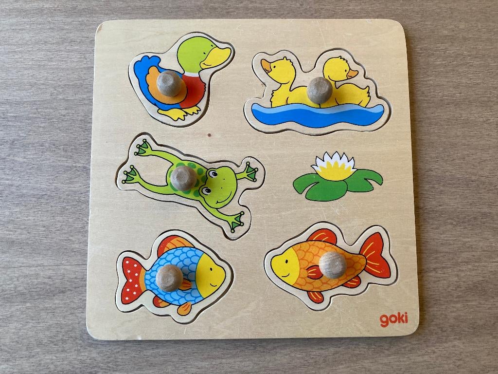 Houten inlegpuzzel - Goki, Gebruikt, Ophalen of Verzenden, Van hout, Minder dan 10 stukjes