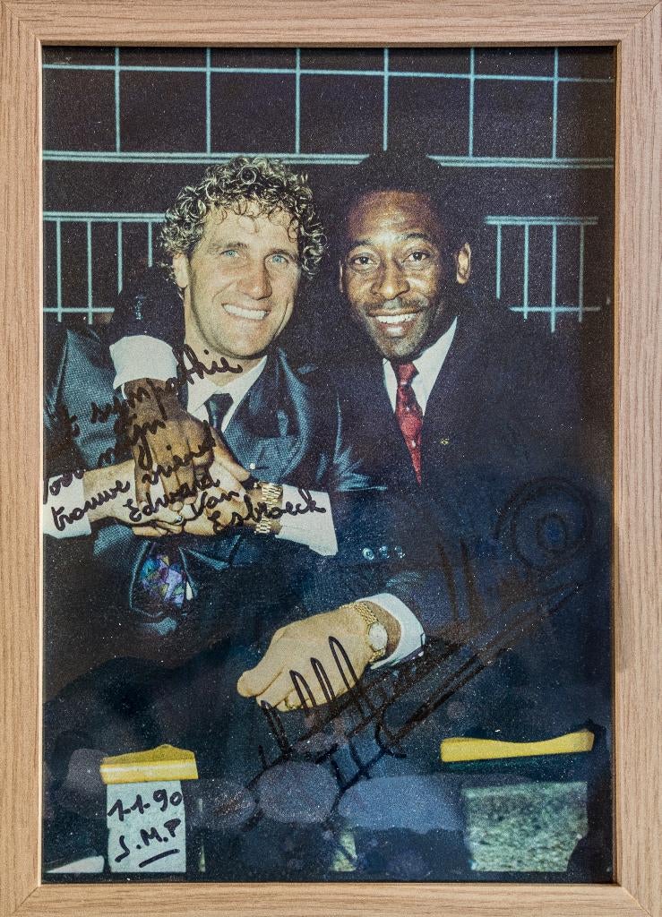 Foto Jean-Marie Pfaff met Pélè hand getekend., Verzamelen, Ophalen of Verzenden