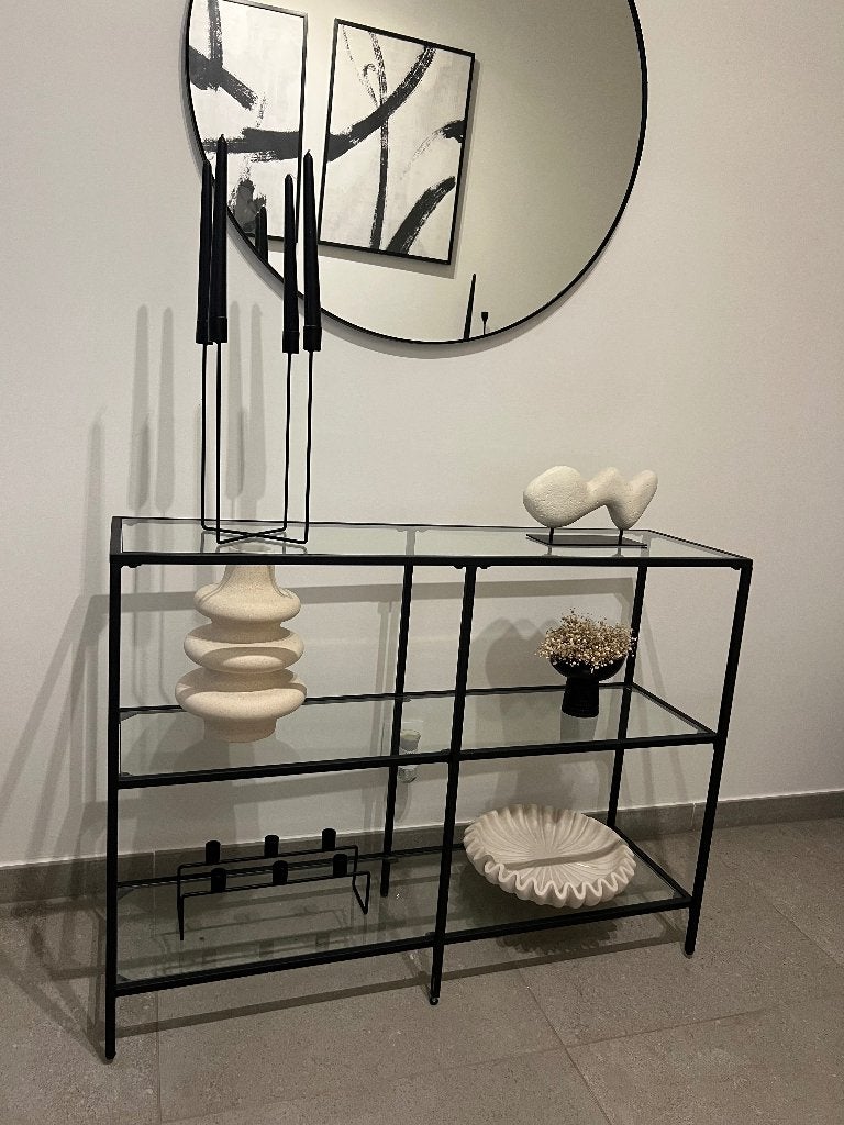 Meuble d’entrée en verre et métal, Avec tablette(s), Verre, Comme neuf, Enlèvement