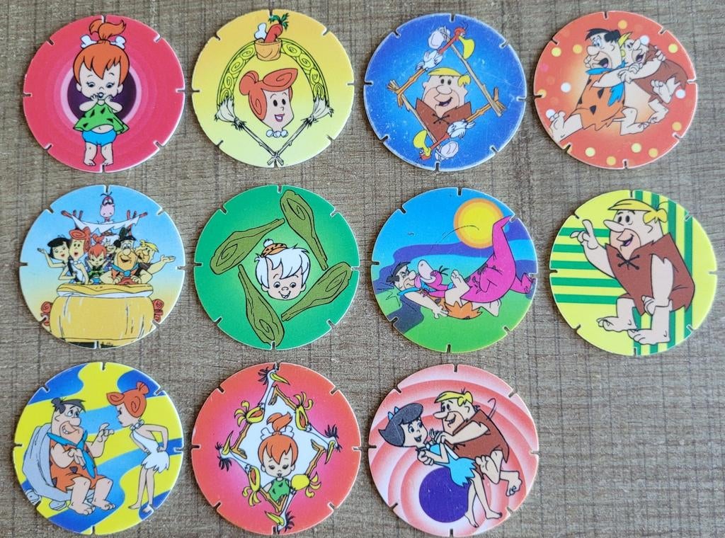 The Flintstones: 11 Croky Caps/ flippo's, Verzamelen, Ophalen of Verzenden, Gebruikt, Tv, Overige typen