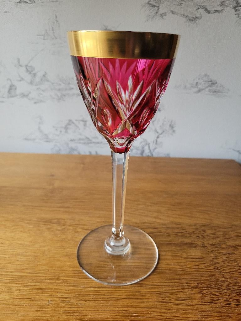 Val Saint Lambert rood glas met gouden rand, Antiek en Kunst, Ophalen of Verzenden